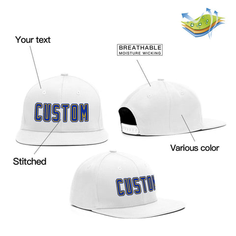 Custom White Yellow-Blue Casual Sport Baseball Cap