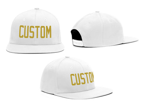 Custom White Gold Casual Sport Baseball Cap