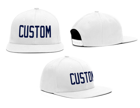Custom White Navy Casual Sport Baseball Cap