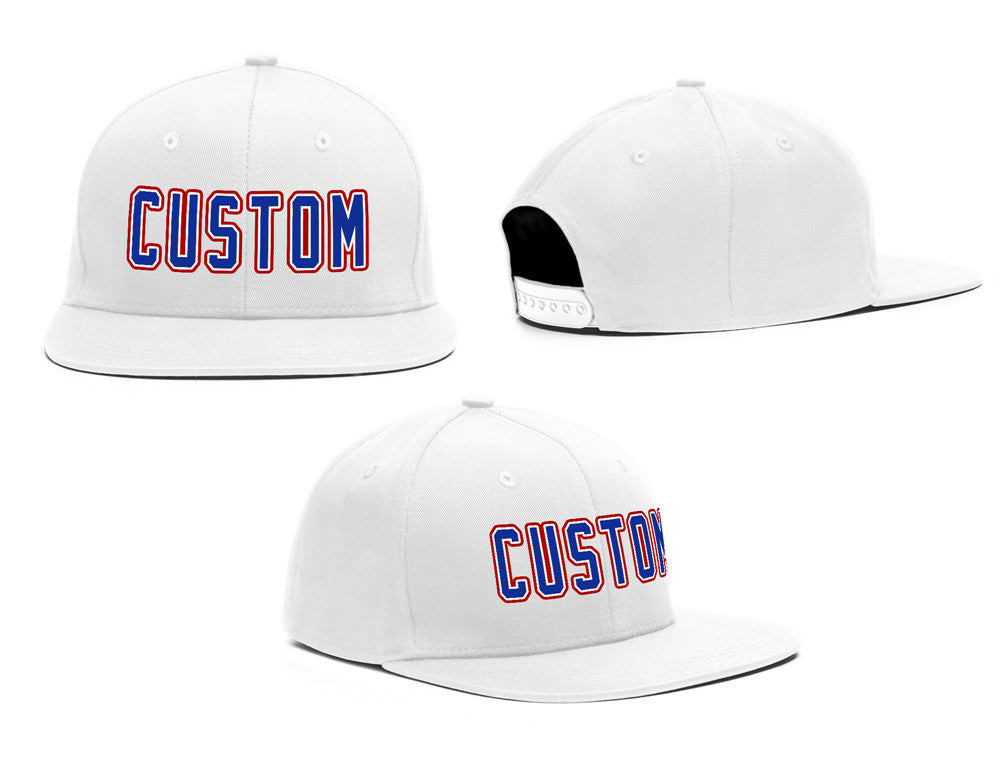 Custom White Royal-Red Casual Sport Baseball Cap