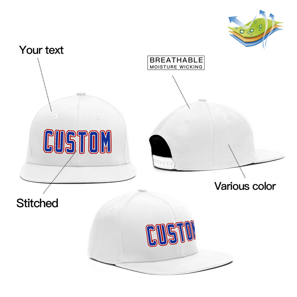 Custom White Royal-Red Casual Sport Baseball Cap