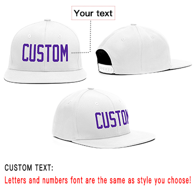 Custom White Purple Casual Sport Baseball Cap
