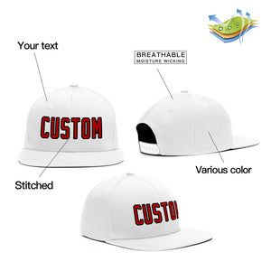 Custom White Red-Black Casual Sport Baseball Cap