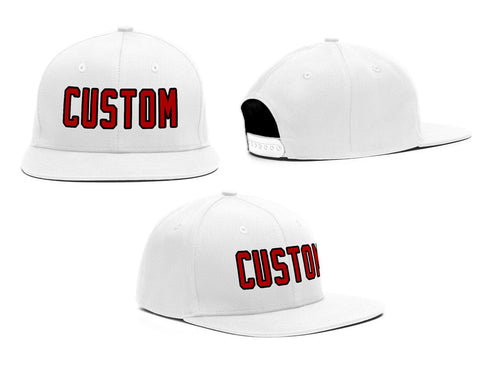 Custom White Red-Black Casual Sport Baseball Cap
