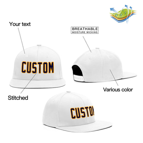 Custom White Orange-Black Casual Sport Baseball Cap