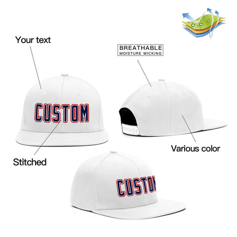 Custom White Navy-Red Casual Sport Baseball Cap
