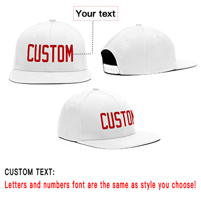 Custom White Red Casual Sport Baseball Cap