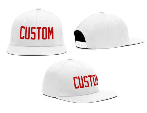 Custom White Red Casual Sport Baseball Cap