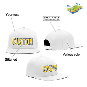 Custom White-Yellow Casual Sport Baseball Cap