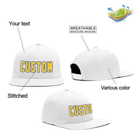 Custom White-Yellow Casual Sport Baseball Cap