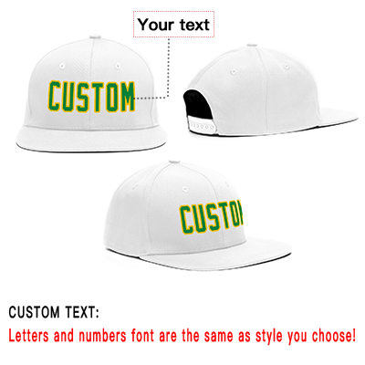Custom White Green-Yellow Casual Sport Baseball Cap