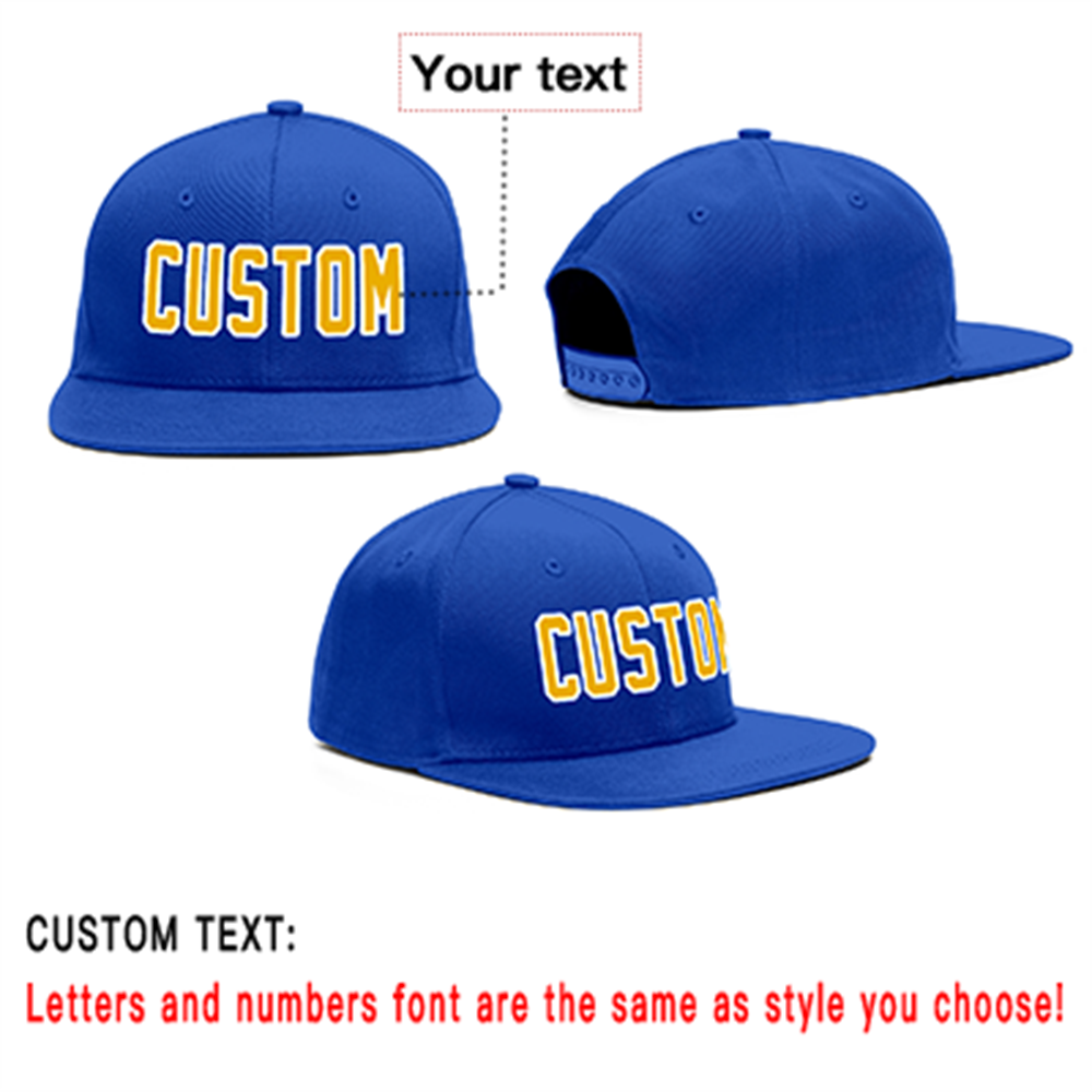 custom Royal  Gold-White Casual Sport Baseball Cap