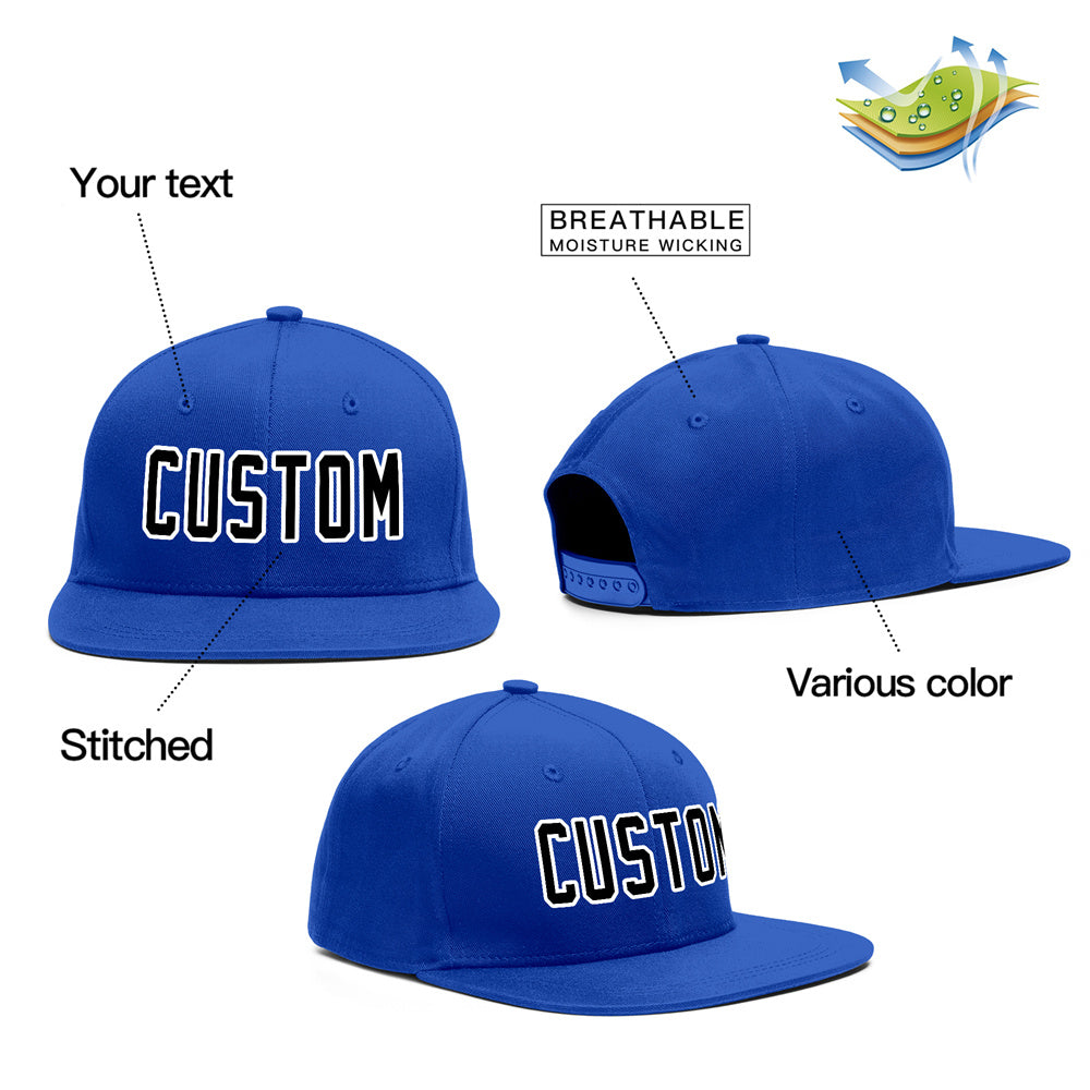 custom Royal Black White Casual Sport Baseball Cap