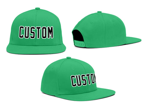 Custom Kelly Green Black-White Outdoor Sport Baseball Cap