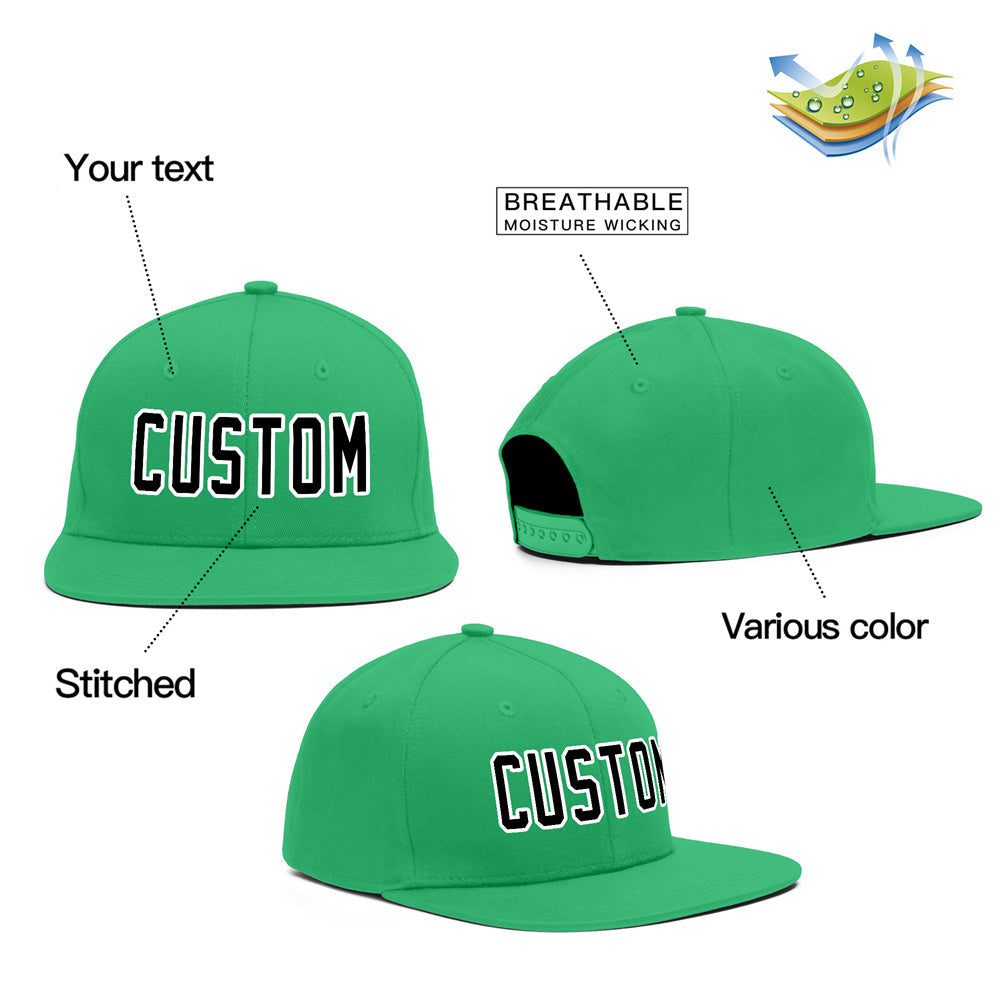 Casquette de baseball personnalisée Kelly Green Black-White Outdoor Sport