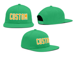 Custom Kelly Green Gold-White Outdoor Sport Baseball Cap