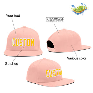 Custom Pink Gold-White Casual Sport Baseball Cap