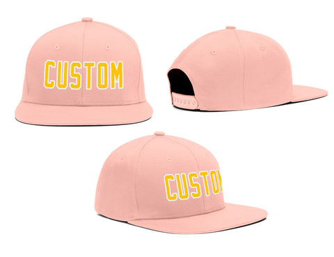 Custom Pink Gold-White Casual Sport Baseball Cap