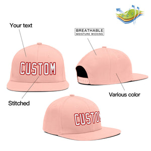 Custom Pink White-Red Casual Sport Baseball Cap