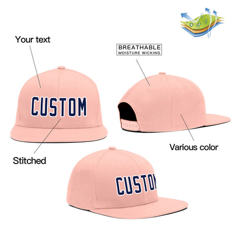 Custom Pink Navy White Casual Sport Baseball Cap