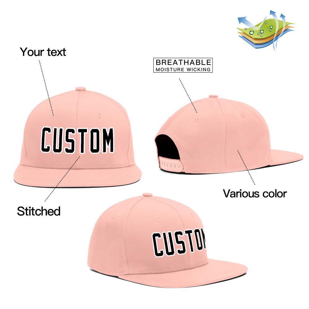 Custom Pink Black-White Casual Sport Baseball Cap