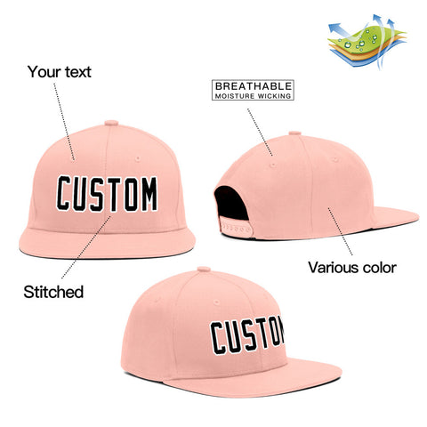 Custom Pink Black-White Casual Sport Baseball Cap