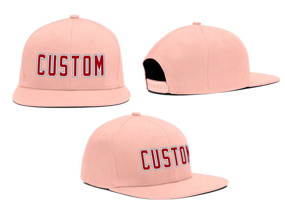 Casquette de baseball sport décontractée rose rouge-blanc personnalisée