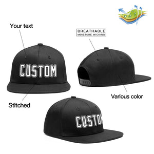 Custom Black White-Gray Outdoor Sport Baseball Cap