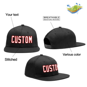 Custom Black White-Red Outdoor Sport Baseball Cap