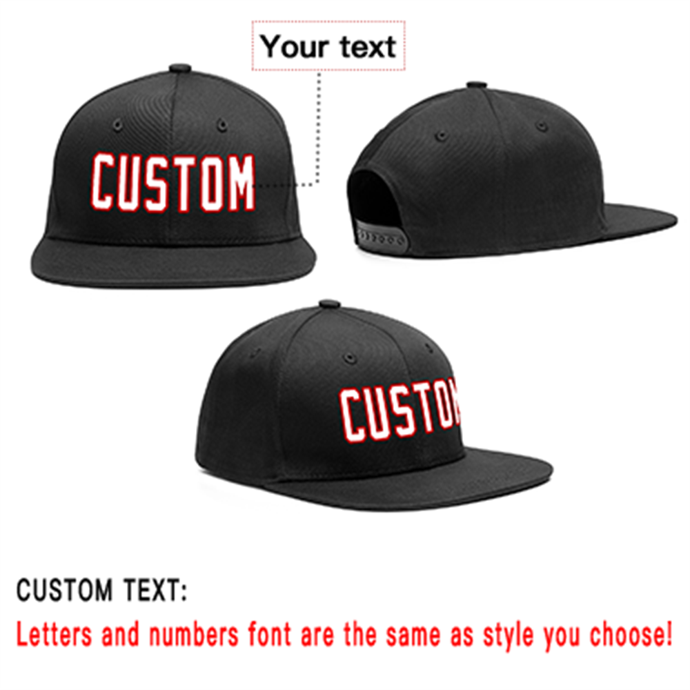 Custom Black White-Red Outdoor Sport Baseball Cap