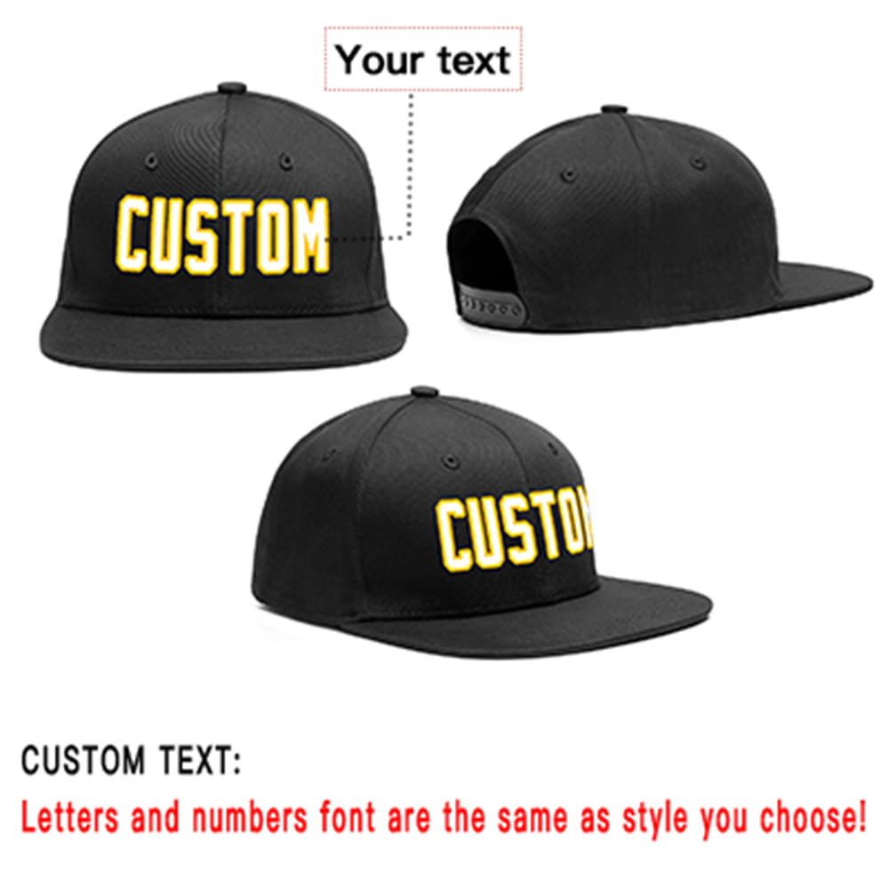 Custom Black White-Yellow Outdoor Sport Baseball Cap