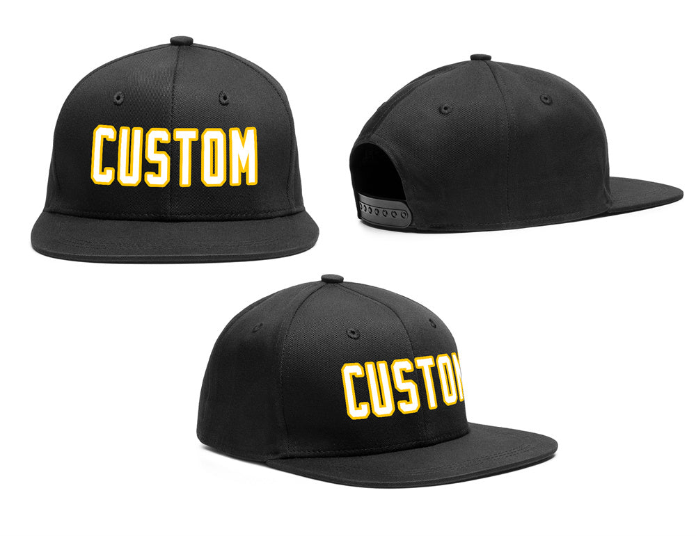 Custom Black White-Yellow Outdoor Sport Baseball Cap