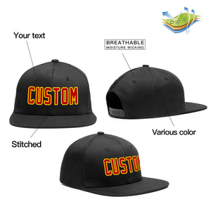 Custom Black Red-Yellow Outdoor Sport Baseball Cap