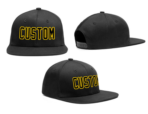 Custom Black Black-Yellow Outdoor Sport Baseball Cap