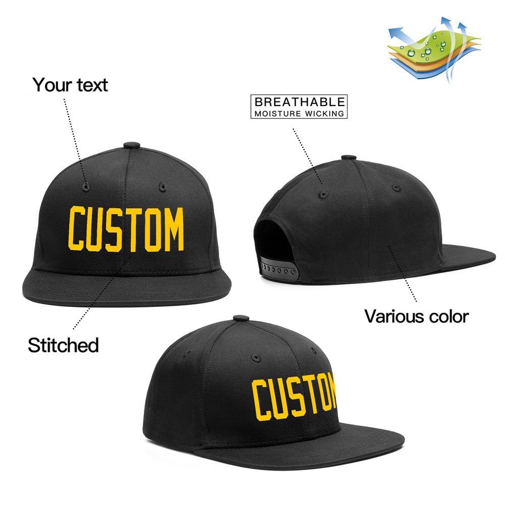 Custom Black Yellow Outdoor Sport Baseball Cap