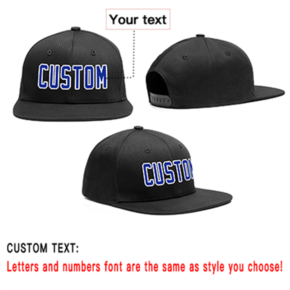 Custom Black Royal-White Outdoor Sport Baseball Cap