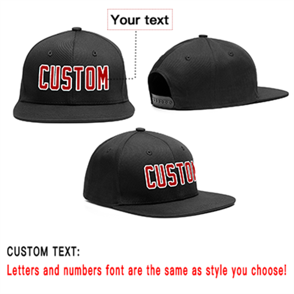 Custom Black Red-White Outdoor Sport Baseball Cap