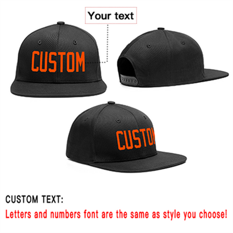 Custom Black Orange Outdoor Sport Baseball Cap