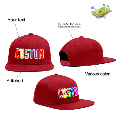 Custom Red Gradient Outdoor Sport Baseball Cap