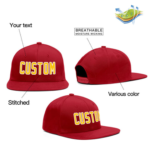 Custom Red Yellow-White Outdoor Sport Baseball Cap