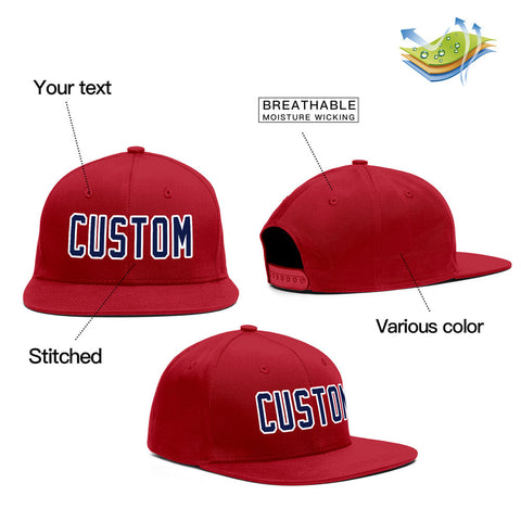 Custom Red Navy-White Outdoor Sport Baseball Cap