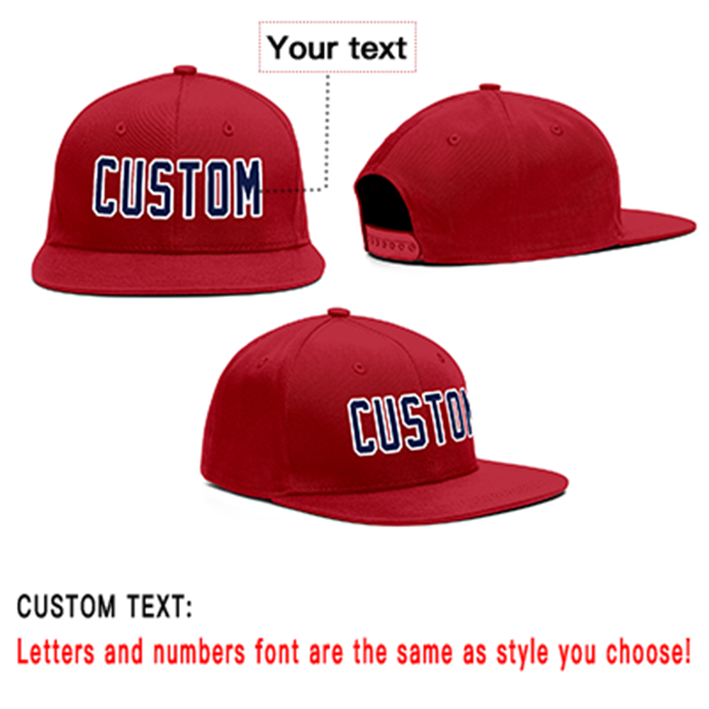 Custom Red Navy-White Outdoor Sport Baseball Cap