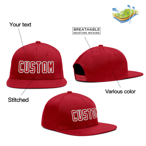 Custom Red White-Gray Outdoor Sport Baseball Cap