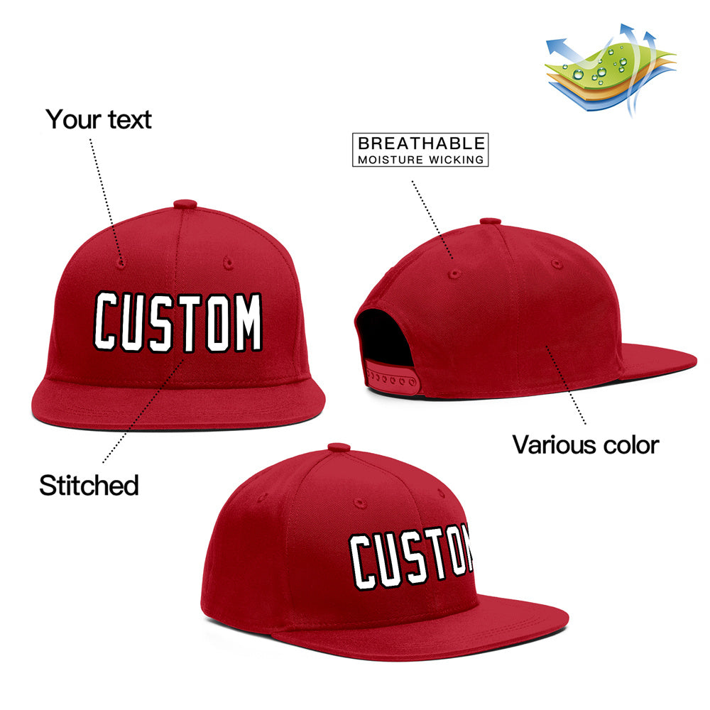 Custom Red White-Black Outdoor Sport Baseball Cap