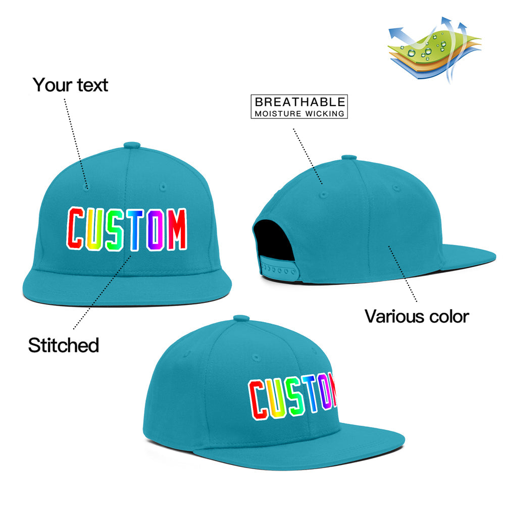 Custom Aqua Gradient Casual Sport Baseball Cap