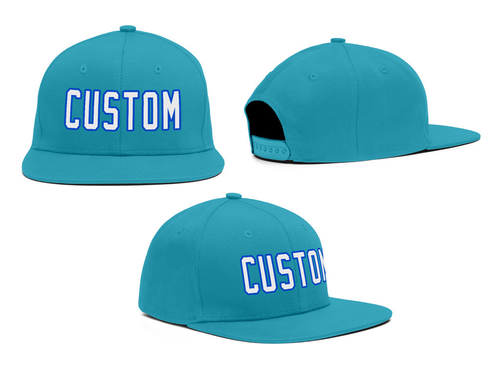 Custom Aqua White-Blue Casual Sport Baseball Cap