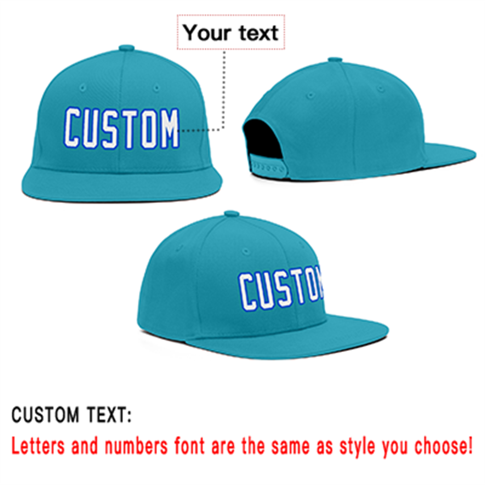 Custom Aqua White-Blue Casual Sport Baseball Cap