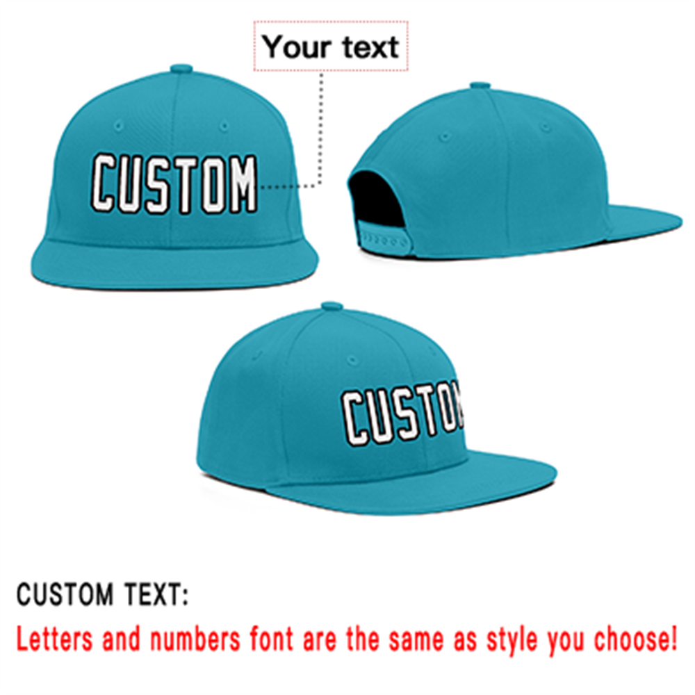 Custom Aqua White-Black Casual Sport Baseball Cap