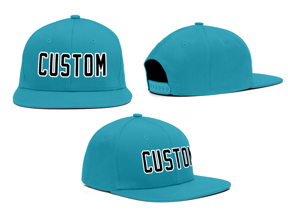 Custom Aqua Black-White Casual Sport Baseball Cap