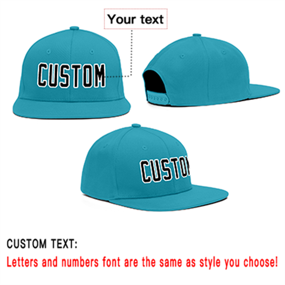 Custom Aqua Black-White Casual Sport Baseball Cap